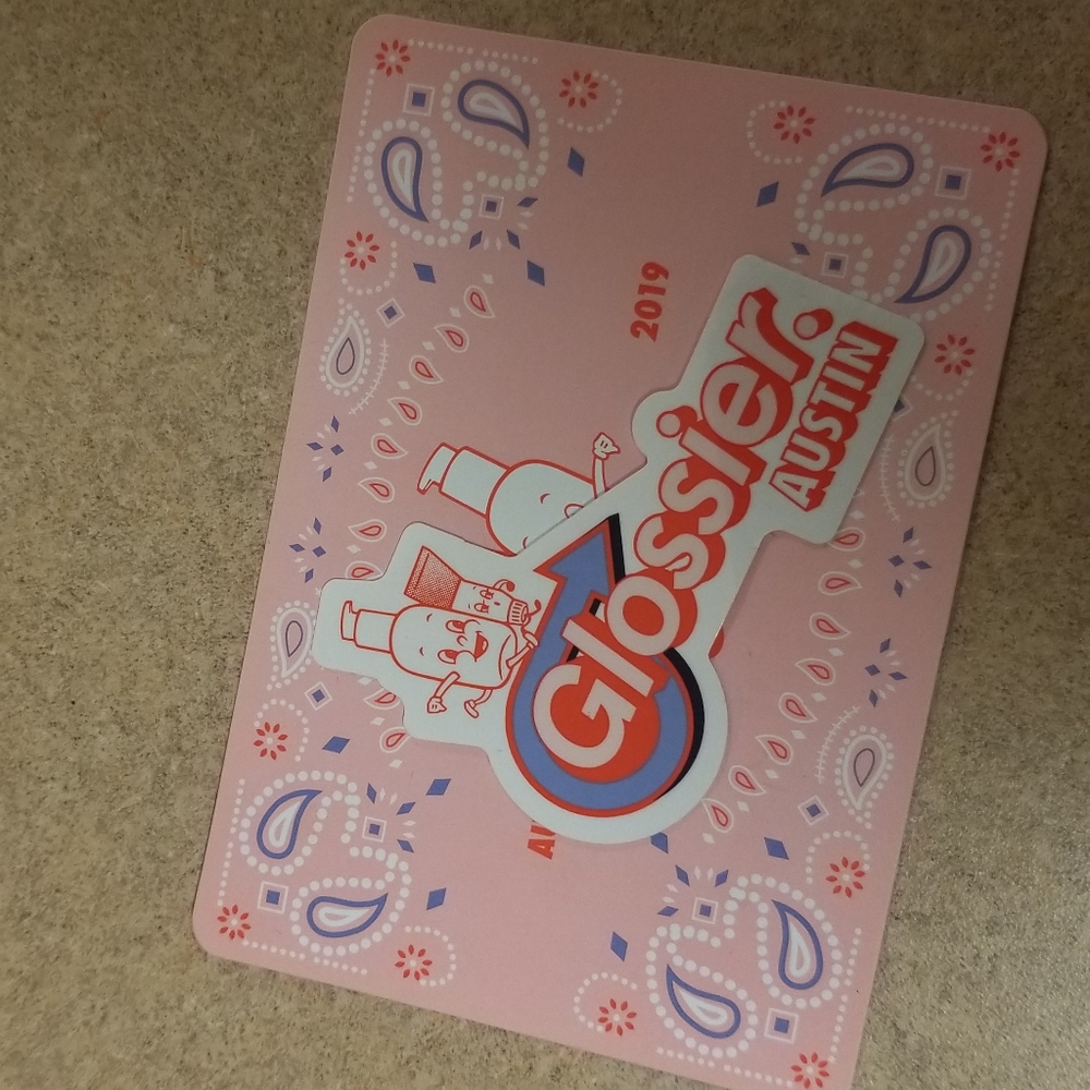 Rare Glossier Austin sticker and post card